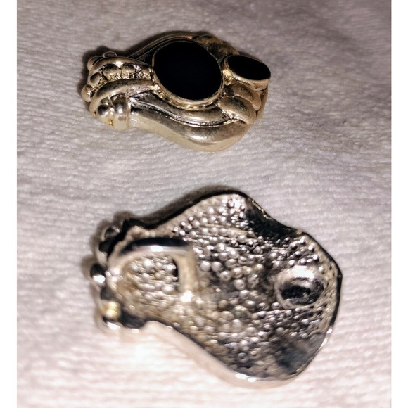 Pendant Set Silver Tone Faux Black Onyx Jewelry Retro Pair Necklace Gift Unique - Picture 5 of 15